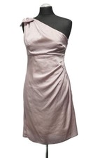 Barbara Black Pencil Dress Gown 36 Dusky Pink Iridescent Asymmetrical New