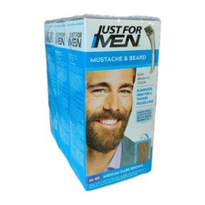 3 Pk Just For Men MUSTACHE  BEARD Easy Brush Color MEDIUM DARK BROWN M-40 NEW