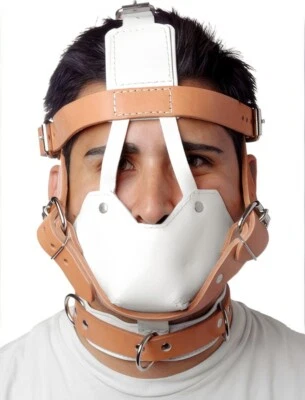 FOND OF MILITARY Genuine Leather Face Muzzle Bondage Head Harness Mask BDSM Fetish Mask