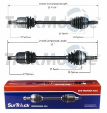 SurTrack Pair Set of 2 Front CV Axle Shafts For Honda Accord 2.3l 4L Manual