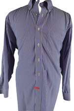 Brooks Brothers Mens Button Down Shirt Striped Size 17.5 Madison Non Iron Cotton