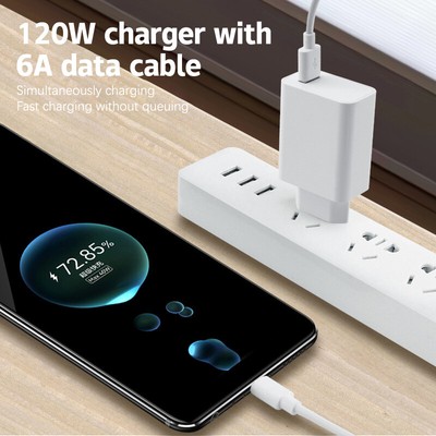 120W USB Super Fast Charger Adapter TypeC 6A Data Cable Charger Set Quick Cha-SU
