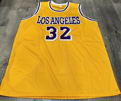 Magic Johnson Autographed/Signed Yellow Pro Style Jersey Beckett Witnessed - Picture 5 of 5