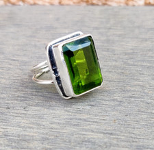 Peridot Solid 925 Sterling Silver Statement Handmade Women Ring, All Size M1302