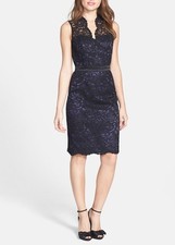 DESSY COLLECTION LACE OVERLAY MATTE SATIN DRESS, STYLE 2912, SZ 14, NEW, $244