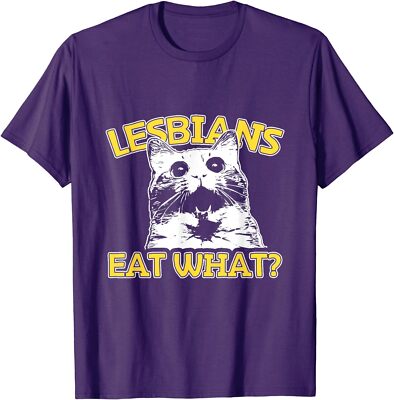 Funny Theme Cat Lovers Design Lesbians Eat What? Unisex T-Shirt