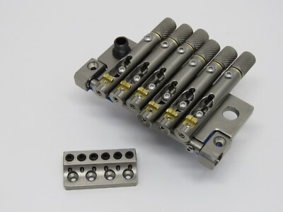 Headless guitar bridge 6 strings tremolo in TITANIUM by Nova Guitar Parts