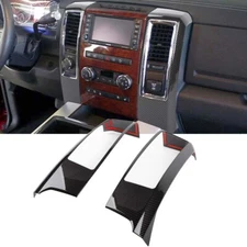 2pc Center Console Navigation Panel Trim For Dodge RAM 1500 2010-12 Carbon Fiber