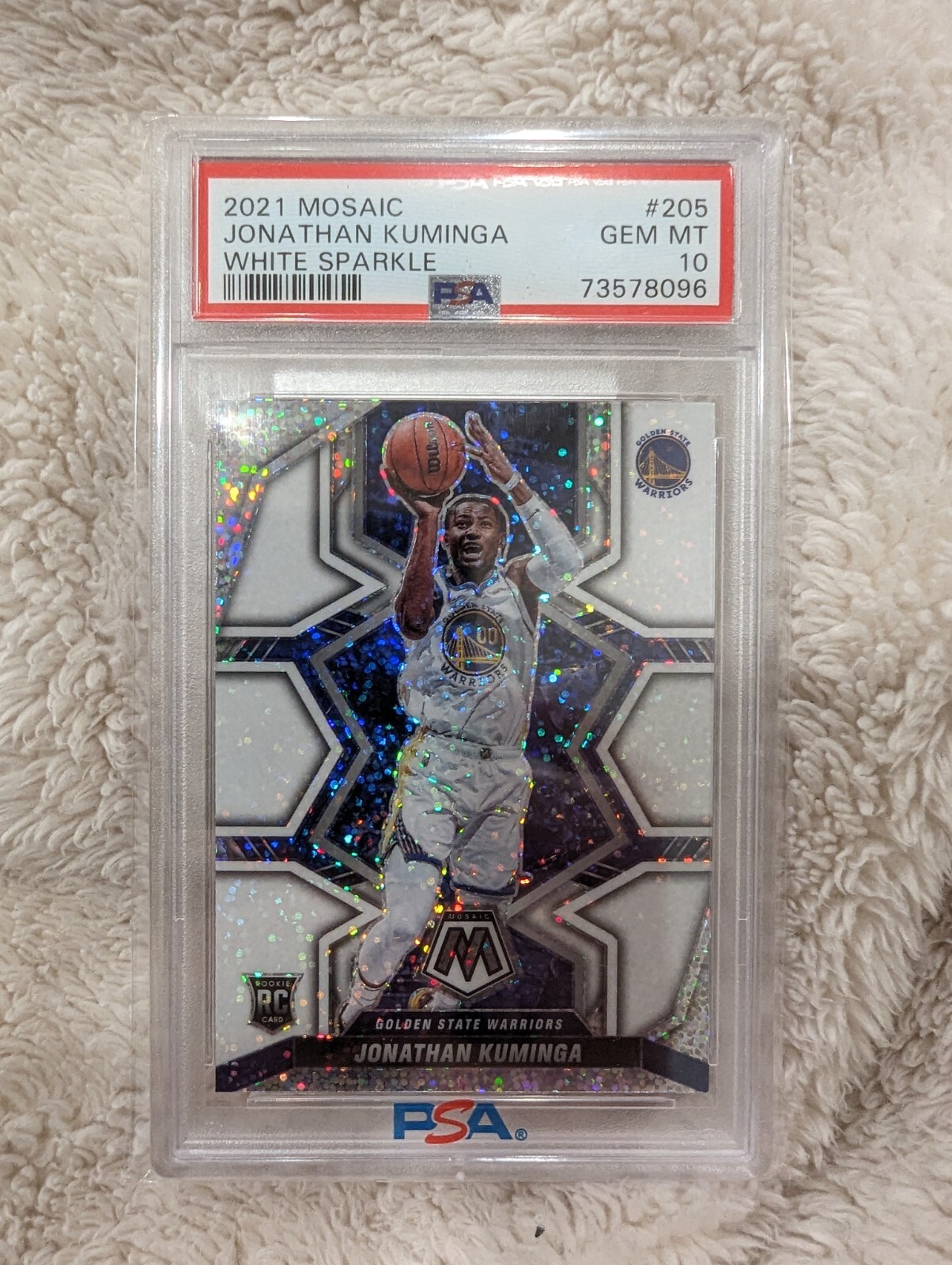 2021 Mosaic #205 Jonathan Kuminga White Sparkle PSA 10 Gem Warriors Rookie RC