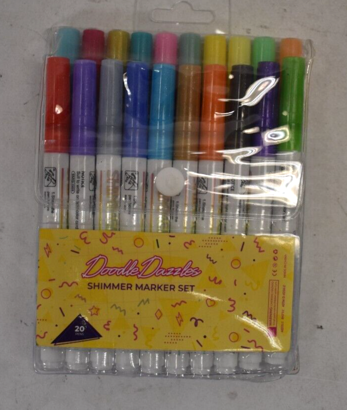 Doodle Dazzles Shimmer Marker Set 20 Piece Assorted Colors Writing