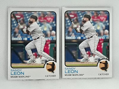 (2x) Sandy Leon 2022 Topps Heritage High Number - #654 - Miami Marlins