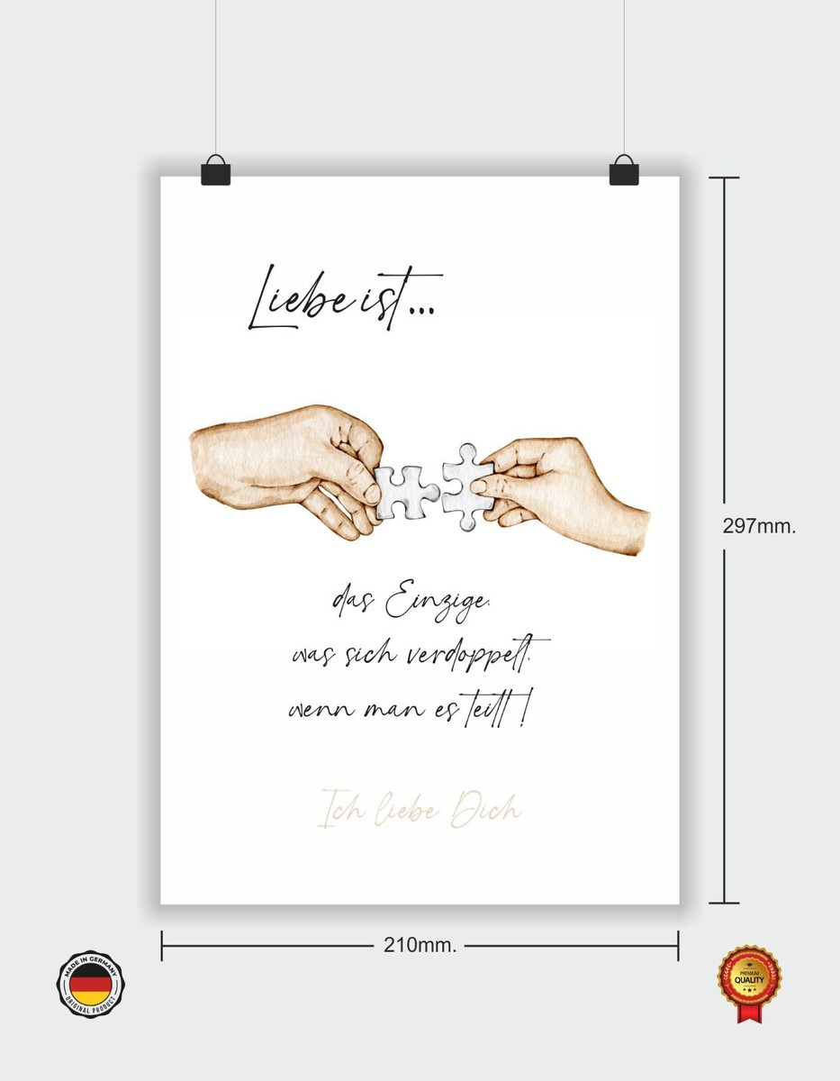 WhatSign Valentinstagskarte Aus Holz – Personalisierbar Mit Namen, Puzzle-Design, 10,2x10,2 Cm, Mit Umschlag