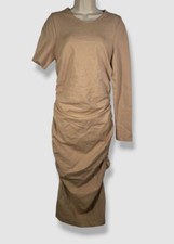 $2295 Dolce & Gabbana Women's Beige Ruched Jersey MIDI Dress Size 46