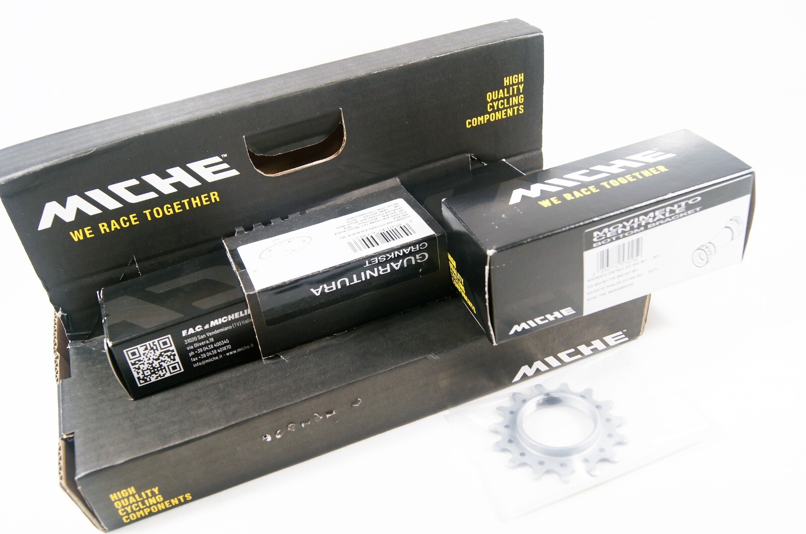 NEW Miche Pistard Air 49T 165mm Aero Track Crankset w/ Bottom Bracket & 15T Cog