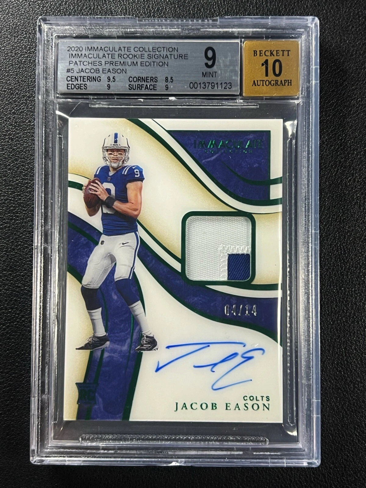 Jacob Eason Panini Immaculate Collection Immaculate Signature Patches Rookie #ISP5 Premium