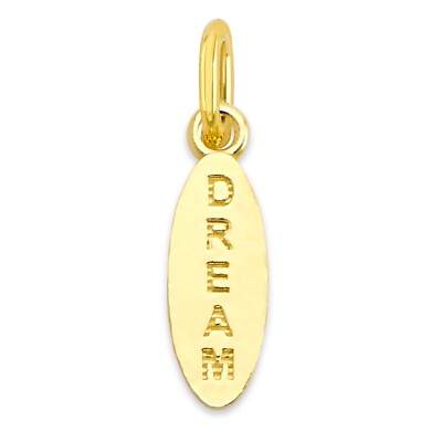 Solid 10k/14k Gold 'Dream' Oval Charm - Inspirational and Uplifting Gifts