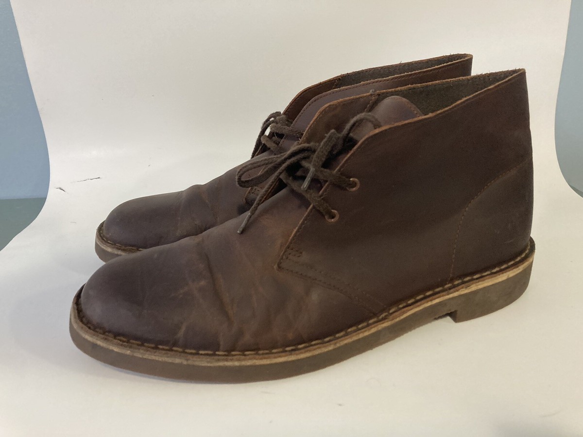 Clarks Bushacre Chukka Ankle Boot Brown Distressed Leather 