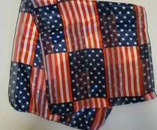 NEW RED WHITE BLUE FLAG SCARF DEMOCRAT REPUBLICAN PATRIOTIC STARS July4th Trump