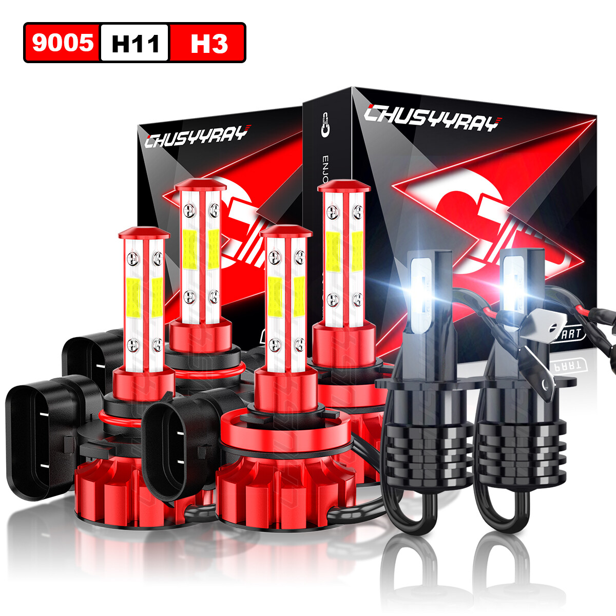 2005-2011 Cadillac STS LED Headlight Bulb High Low Beam with Fog Light Upgrade