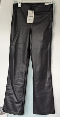 mm Zara Black Skinny Pants Medium Hi Rise Black Faux Leather Side Zip