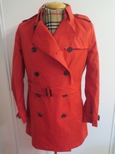Genuine Burberry Red Mac Trench Coat Raincoat Size L Uk 14 Euro 42