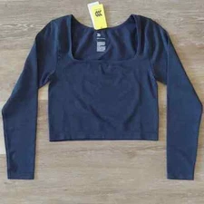 NWT All In Motion Women's Seamless Long Sleeve Blue Glitter Top Size L