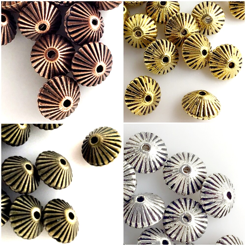 Bicone Spacer Beads 20pcs Copper Antique Brass Silver Gold Jewelry Finding 7mm