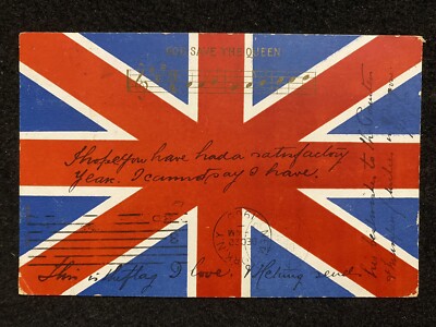 Great Britain UK Flag  God Save The Queen  Music 1909 Antique Photo Postcard