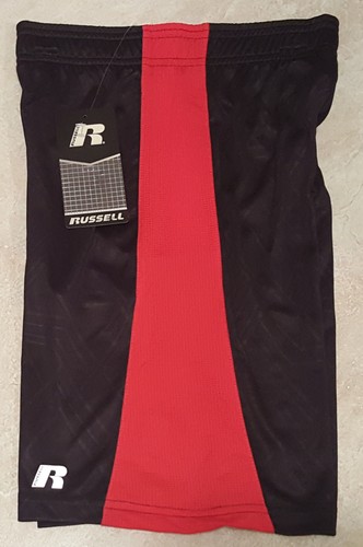 Pantalones cortos de baloncesto atléticos de poliéster rojo/negro para niños Russell: XS-S - Imagen 2 de 5