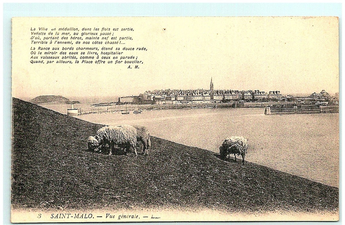 Saint Malo - carte de SAINT MALO vue générale ( bateaux ) ( recto verso
