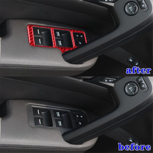 Cubierta roja del panel de control de la puerta delantera moldura de fibra de carbono para ACURA TL 2009-2014 - Imagen 10 de 15