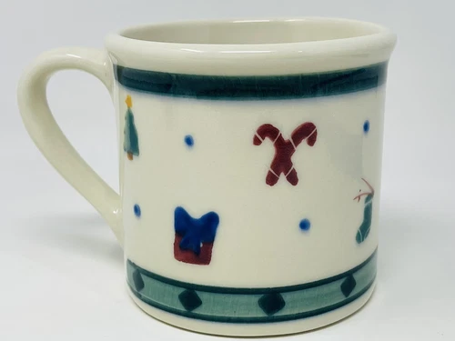 Vintage Hartstone Pottery Christmas Traditions Stoneware Coffee Mug Stocking