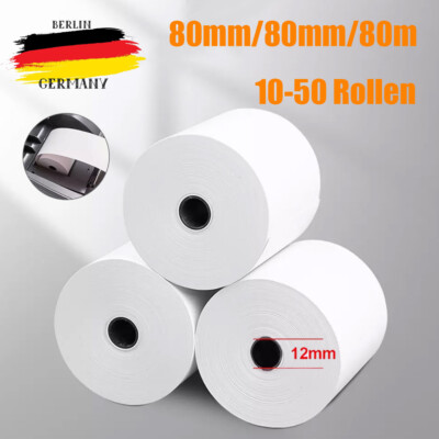 10-50 Thermorollen 80 x 80 x 12 mm Bonrollen Kassenrollen Waagenrollen BPA Frei