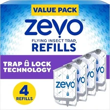 Zevo Flying Insect Trap, Fly Trap Refill Cartridges (4 Total Refill Cartridges)