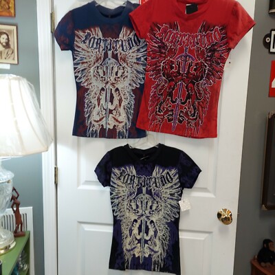 True Rock ''Fortuna'' Embellished Graphic Tees NWT PB143
