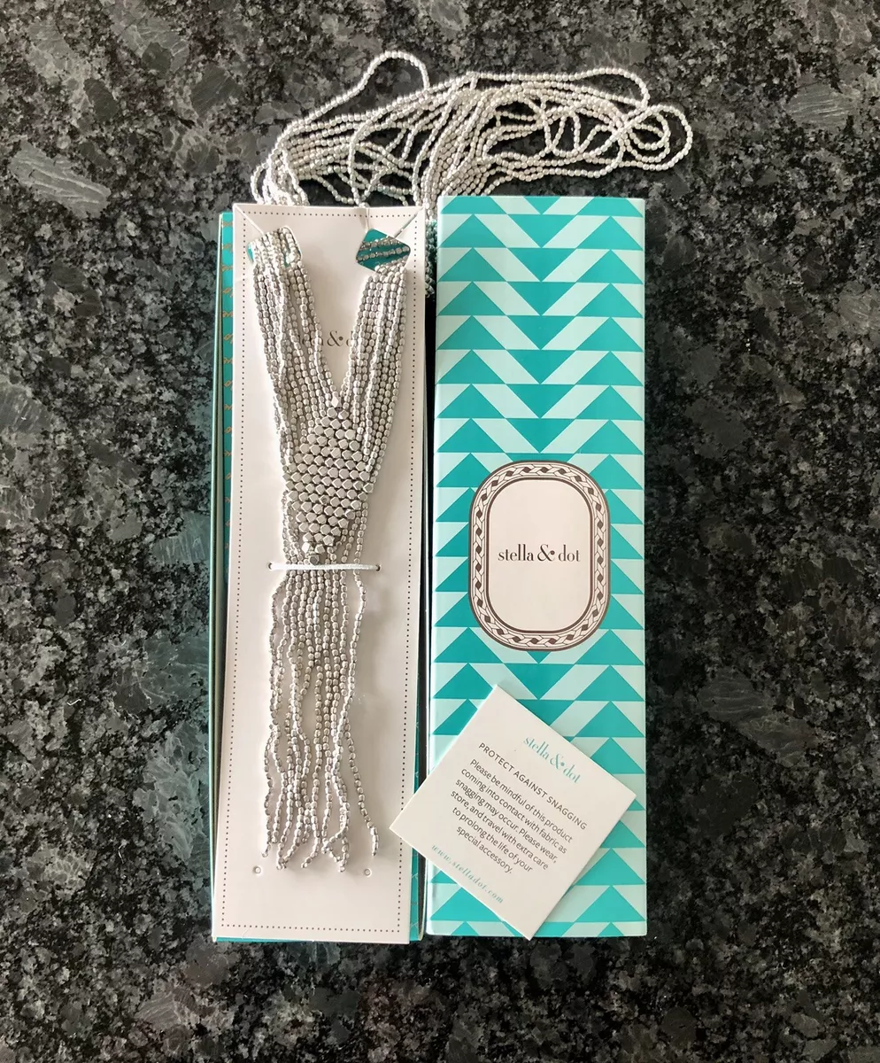 Stella Dot Vera Necklace Silver Multi strings with Fringe eBay