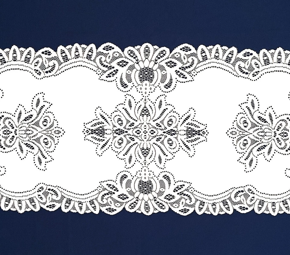 Mesa de encaje blanco corredor arte 15" x 47" salón dormitorio comedor estudio Foto 2 de 4