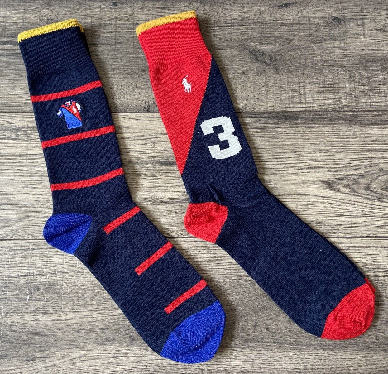 POLO RALPH LAUREN 2 PACK EMBROIDERED MOTIF STRETCH COTTON SOCKS BNWT