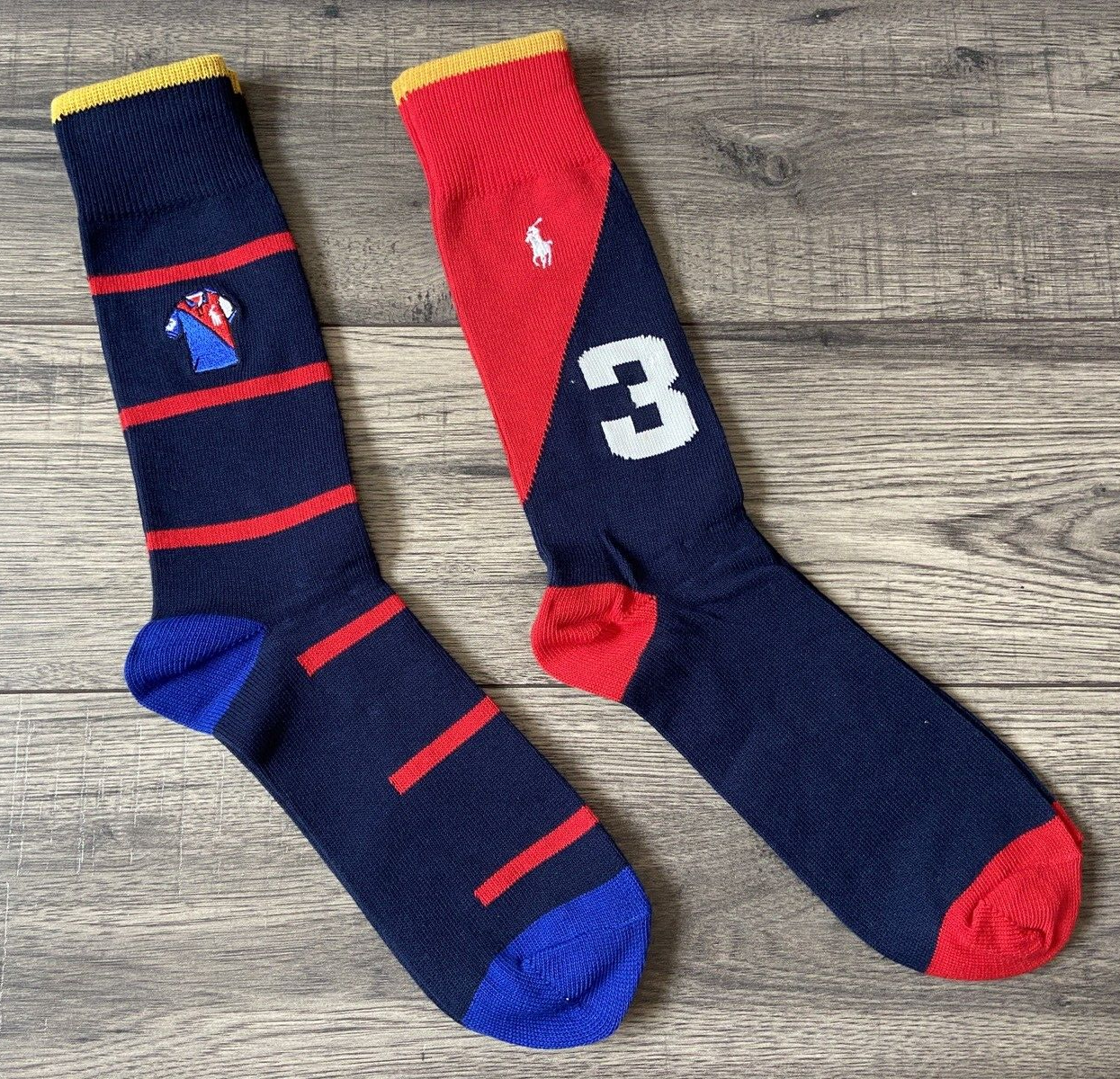 POLO RALPH LAUREN 2 PACK EMBROIDERED MOTIF STRETCH COTTON SOCKS BNWT