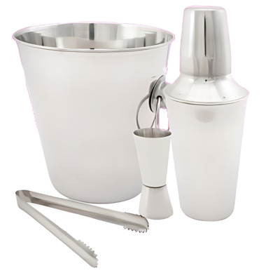 4-teiliges Edelstahl Barkeeper Kit Deluxe Getränke Shaker und Servierbar Set