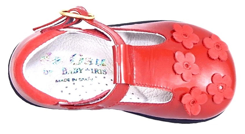 DE OSU - Zapatos de vestir para bebés niñas charol rojo flor - europeos - talla 4-6,5 Foto 3 de 4