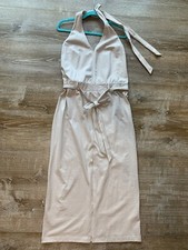 Vestido Halter Free People Beach Randi Midi Espalda Abierta 100% Algodón Beige Talla L Nuevo con Etiquetas