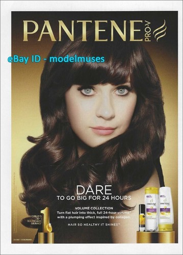 PANTENE Hair Care 1-Page Magazine PRINT AD 2013 ZOOEY DESCHANEL pretty brunette - 第 1/1 張圖片