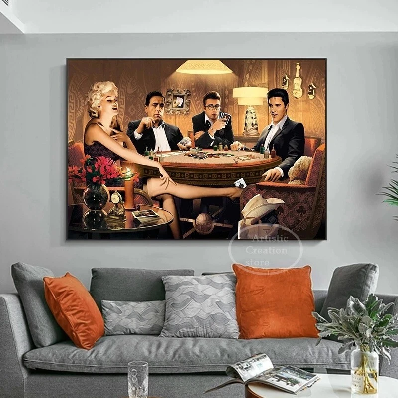 Marilyn Monroe Elvis Presley James Dean Humphrey Bogart Decoración Pared PÓSTER LIENZO Foto 2 de 4