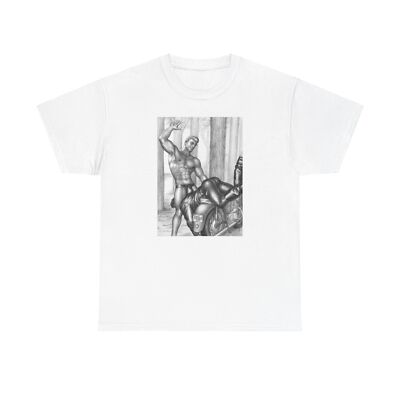 Vintage Gay Leather Daddy Unisex Tee, Tom of Finland Motorcycle Thief 1961