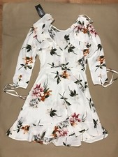 Nasty Gal Suddenly Last Summer Floral Dress White Size S (140423)