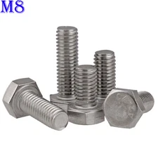 M8 x 1.25 Stainless Steel Hex Head Bolts Full Thread Hex Cap Screws A2-70 DIN933