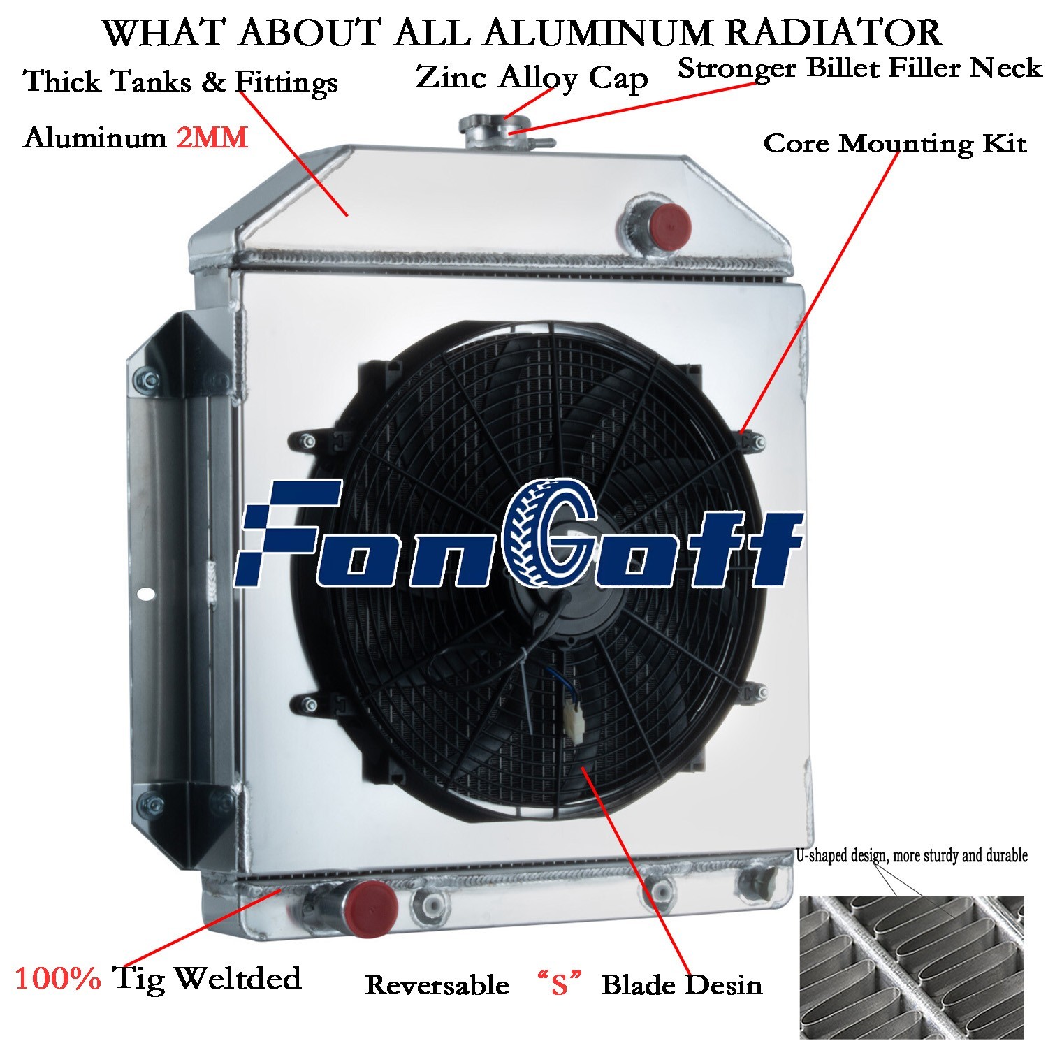 4 Rows Radiator+Shroud Fan For 49-53 Ford Country Squire/Sedan Ford Engine 4.2L