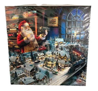 Thomas Kinkade Studios Santa's Final Touch 14 x 14 Canvas Wrap With Certificate