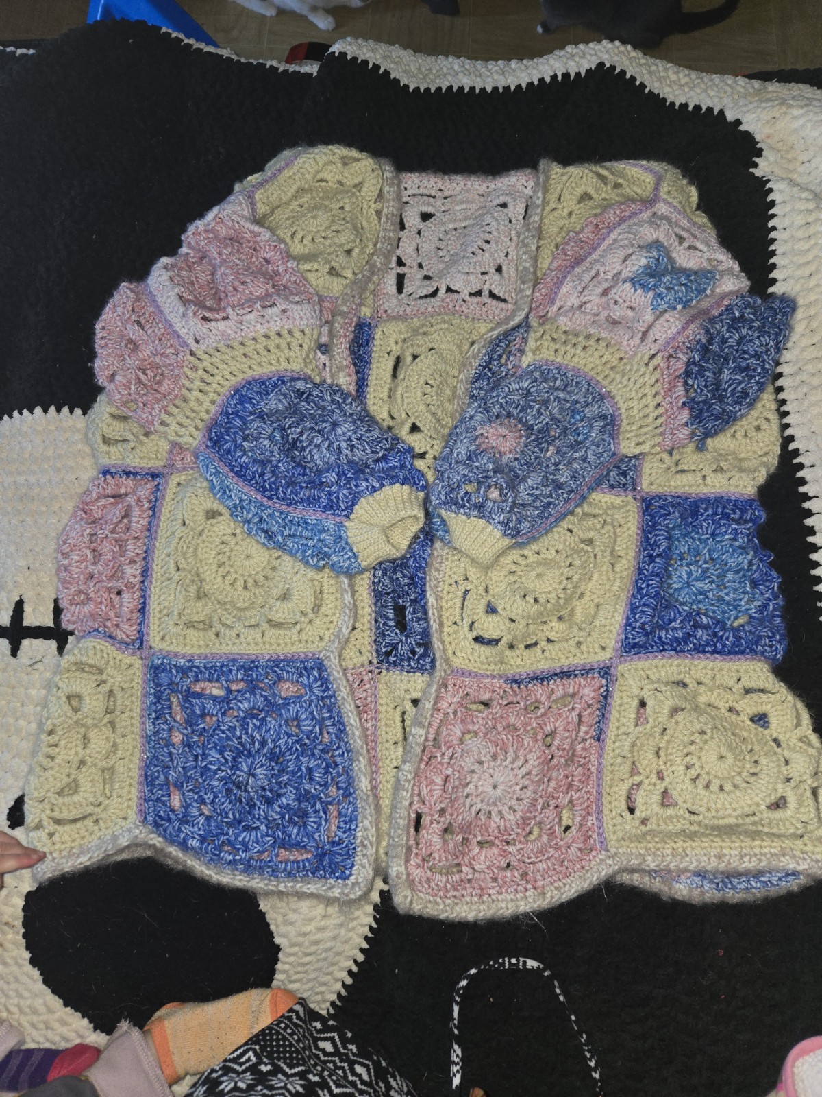 Handmade Crochet Patchwork Open Front Cardigan Ja… - image 2